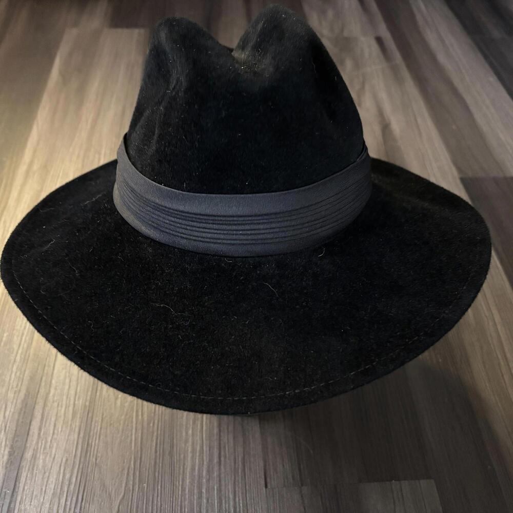 Vintage Bloomingdales Fedora Hat Black USA Made